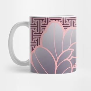 vintage peony flower and geometric pattern Mug